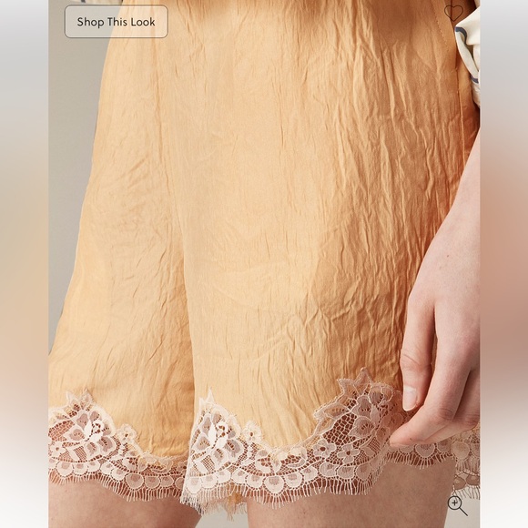 J. Crew Pants - J Crew 5” Stratus Lace-Trim Short In Textured Satin - Banana Cream